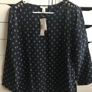 JCrew Silk Anchor Blouse